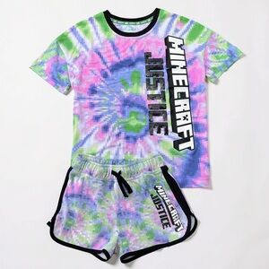 ꧁★ Minecraft Justice Pastel Pixel T-Shirt and Shorts Set